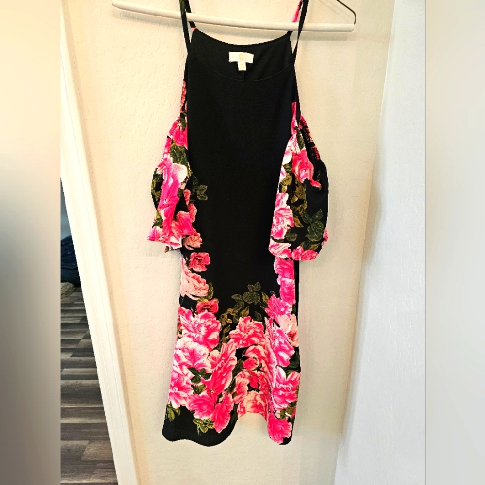 Floral Black and Pink Dress